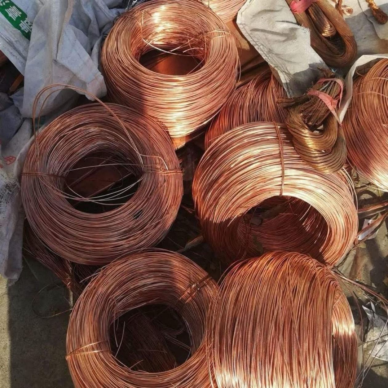 Box of stripped stranded bare bright copper wire