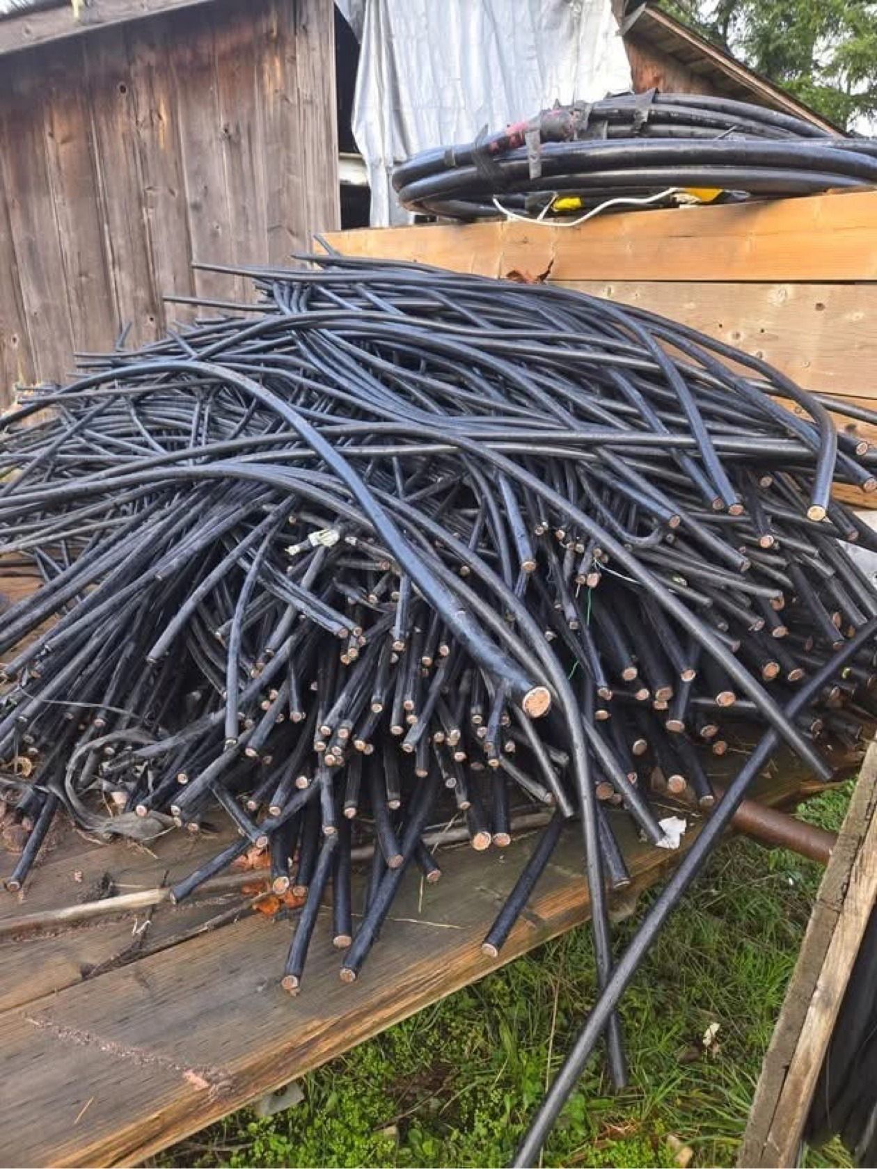 Coils of fine-stranded bare copper hair wire
