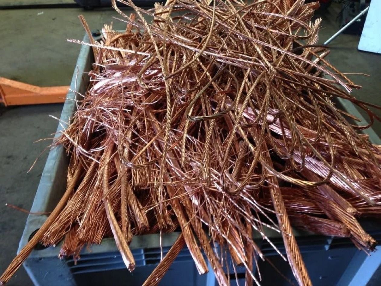 Bin of stripped #1 copper wire cuttings