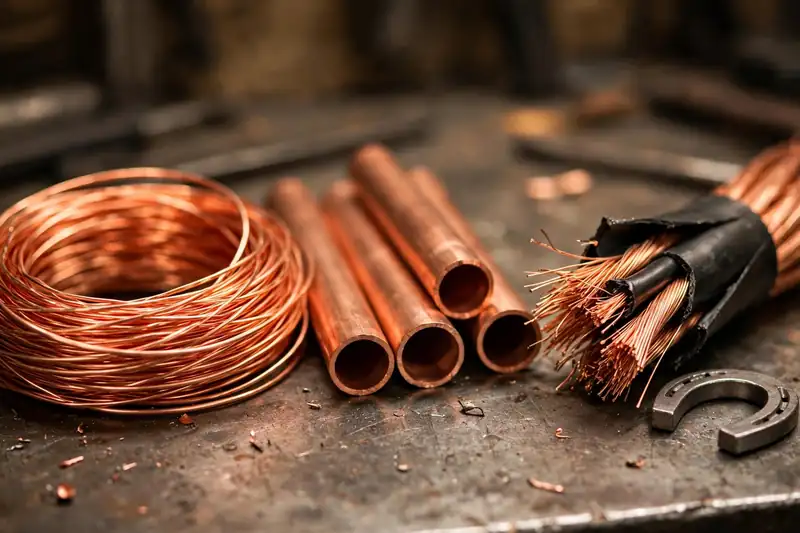 Copper wire grades sorted on a workbench