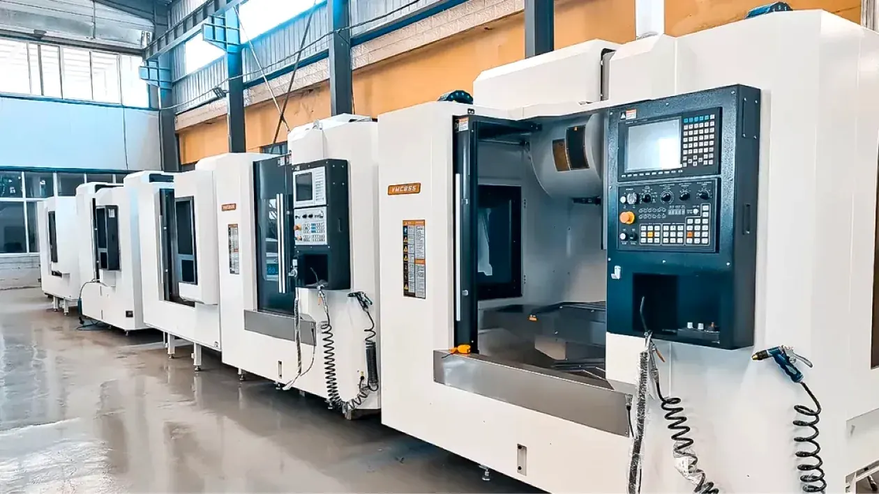 Row of CNC machining centers