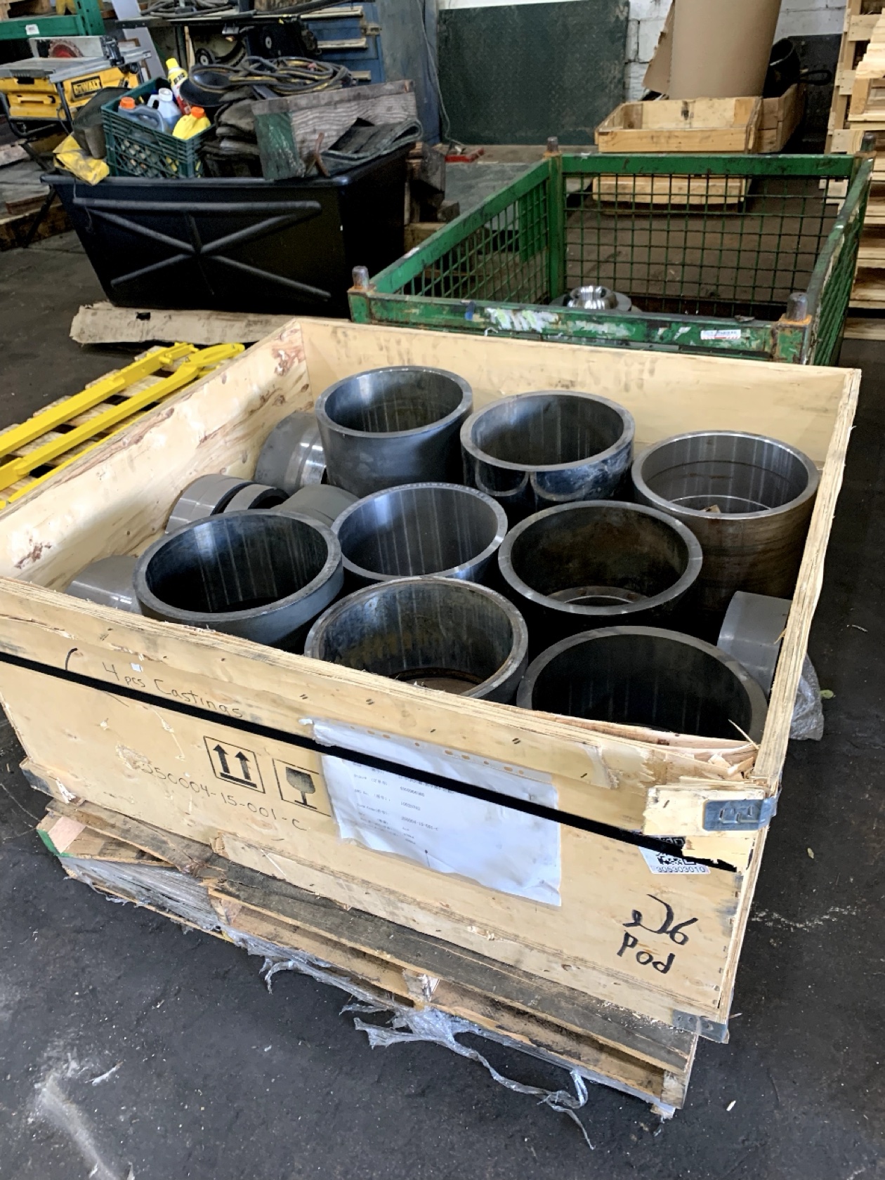 Crate of large carbide rings