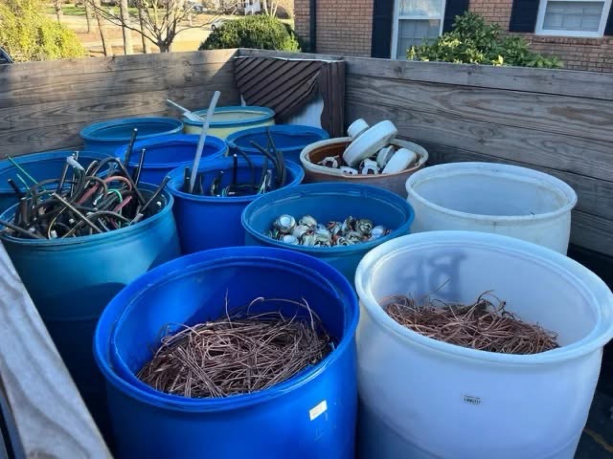 Barrels of mixed copper wire